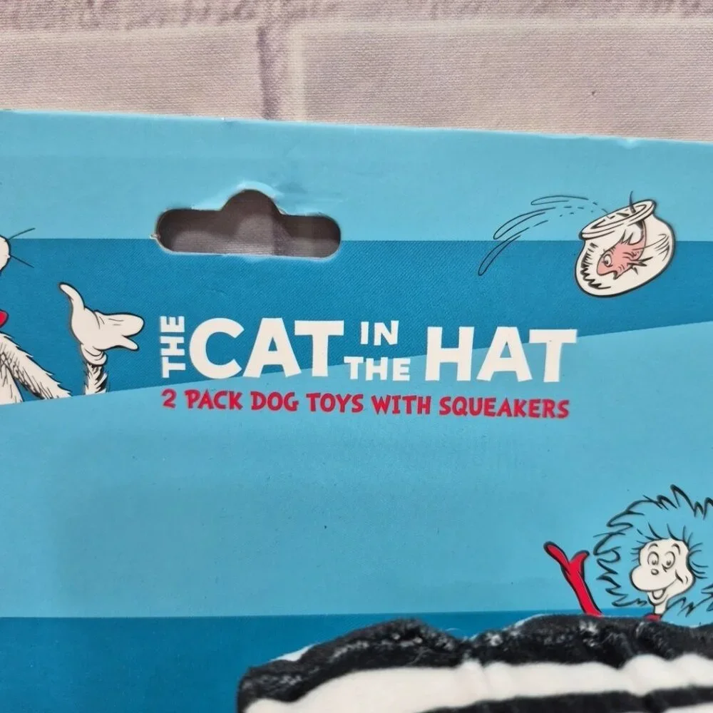 The Cat In The Hat Plush Set Of 2 Dog Toys With Squeaker ‎ 13” & 5.5”